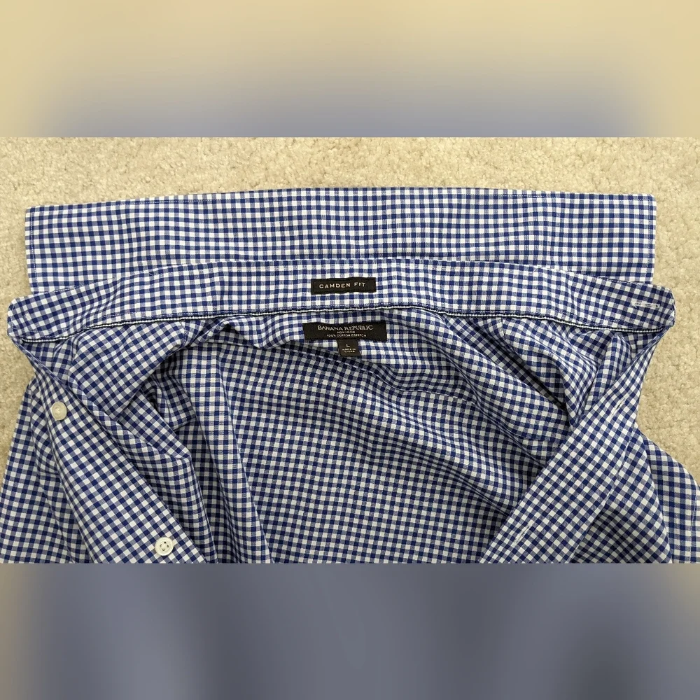 Banana Republic non-iron dress shirt large blue white